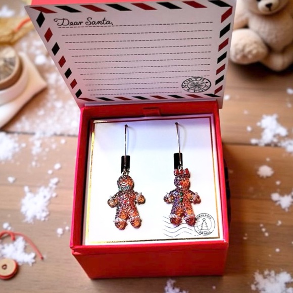 Colorful Gingerbread Man & Woman Christmas Earrings, NIB - Picture 7 of 13